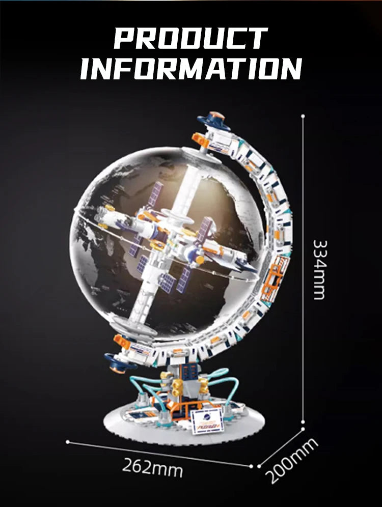 New Creative Technology Space Station Transparent Globe Building Blocks High Tech Construction Bricks Set Toy Gifts For Children