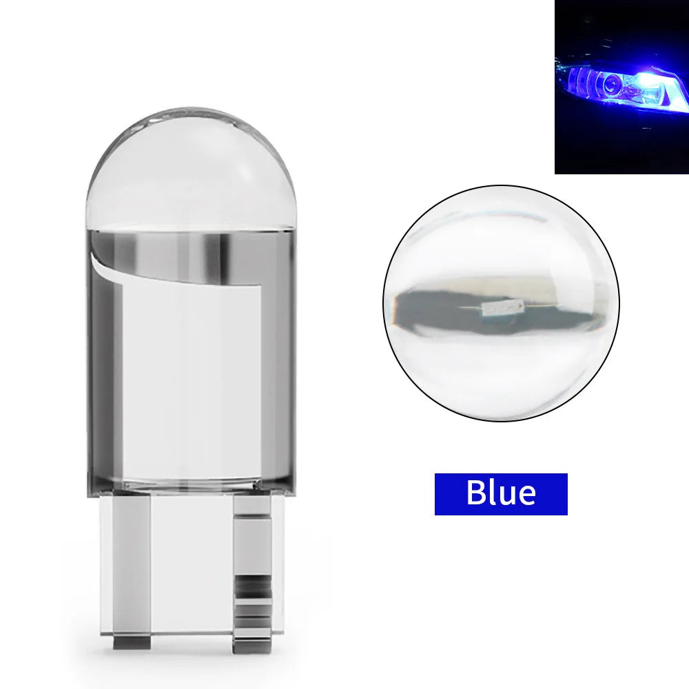 T10 W5W LED CAR Canbus Glass COB 6000k Reading Dome Lamp Marker Wedge License Plate Light Bulb 168 194 192 DC 12V White Blue Red