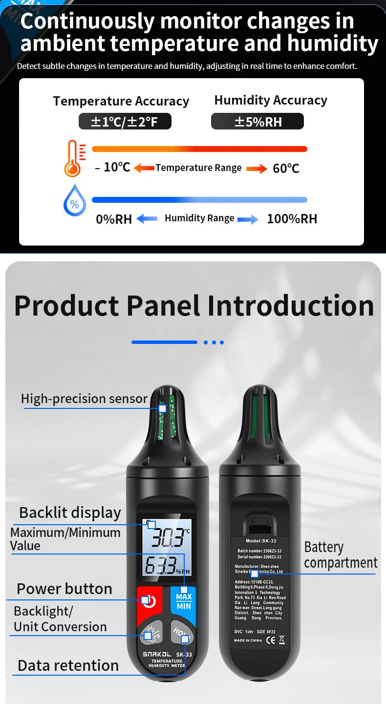 Mini Digital -10℃-60℃ Thermometer Hygrometer Temperature Indoor Convenient Temperature Sensor Humidity Meter Gauge Instrument