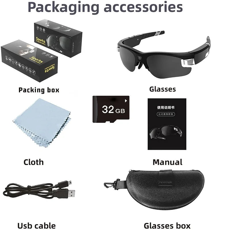 4K HD FPV Smart Glasses WIFI Camera 1080P Video Recording Mini Wireless Bodycam Vlogging POV Action Sports Motorcycle Cycling