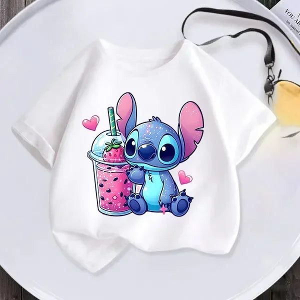 Kawaii Lilo Stitch Cartoon T Shirt Children Kids Stitch Cute Manga T-shirt Y2k Graphic Tshirt Girl Boy Top Tees Lilo and Stitch
