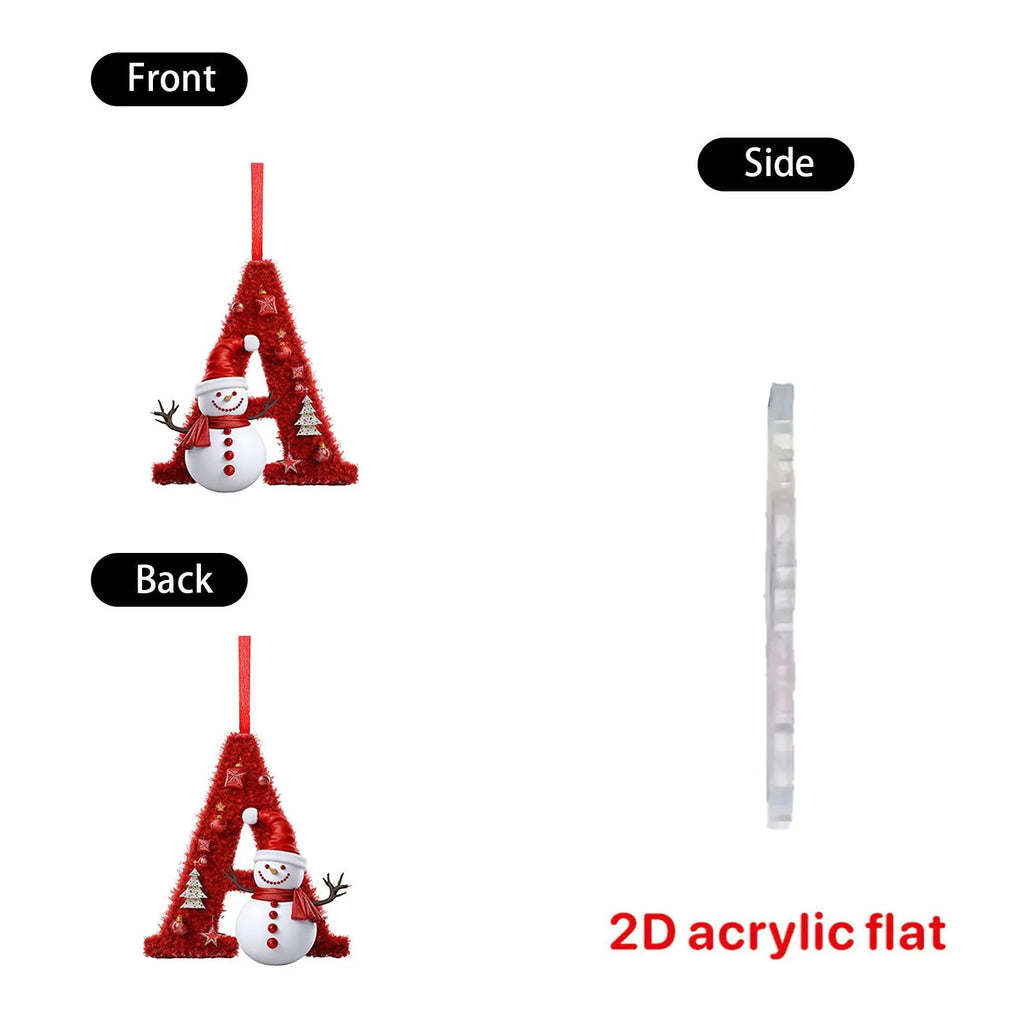 New Christmas Tree Decoration 2D Letter Pendant Acrylic 26 Letter Pendant Hanging Christmas Tree Ornament Accessories navidad