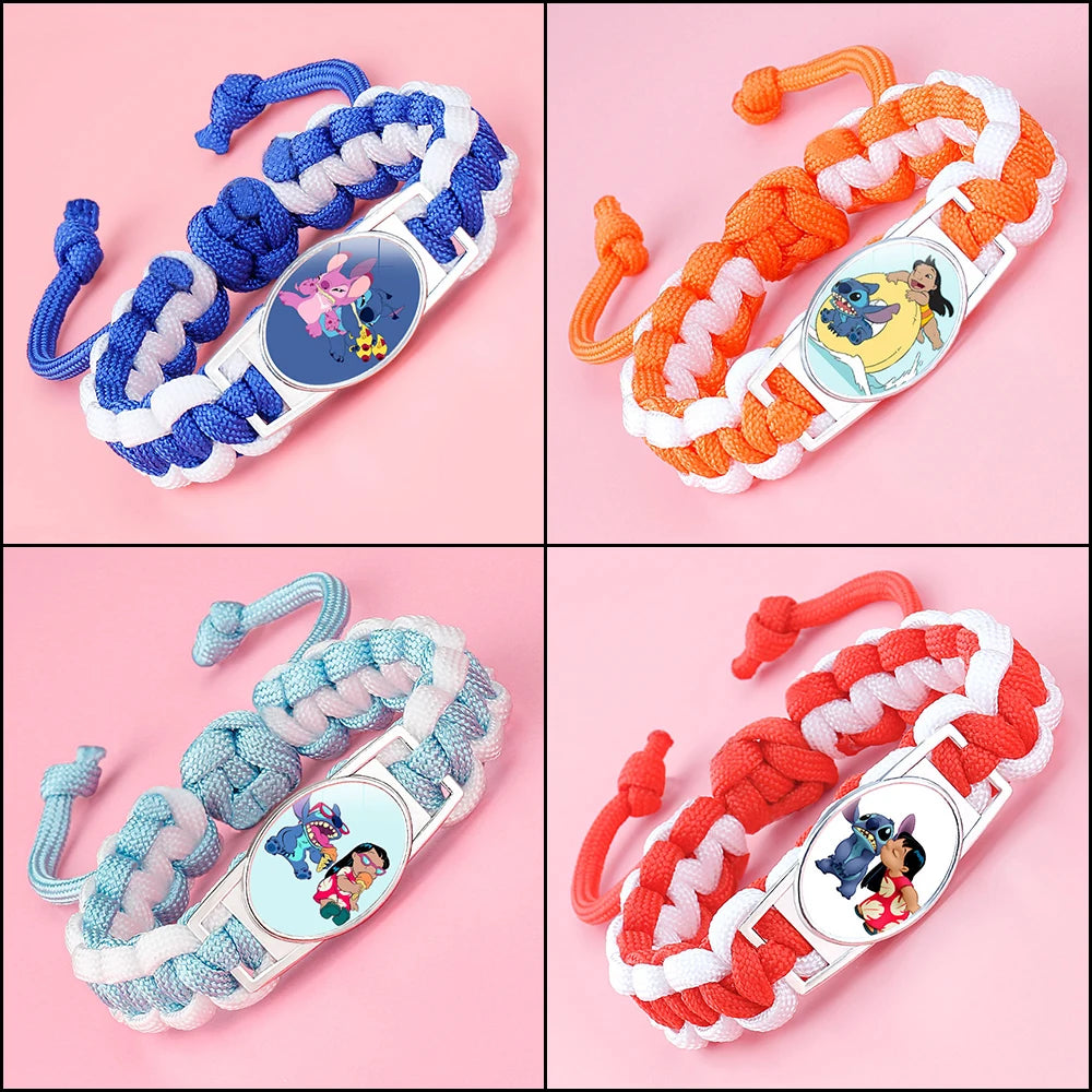 Kawaii Stitch Handwoven Bracelets Lilo Stitch Cartoon Anime Women Jewelry Decoration Woven Bracelet Party Birthday Gifts Girls