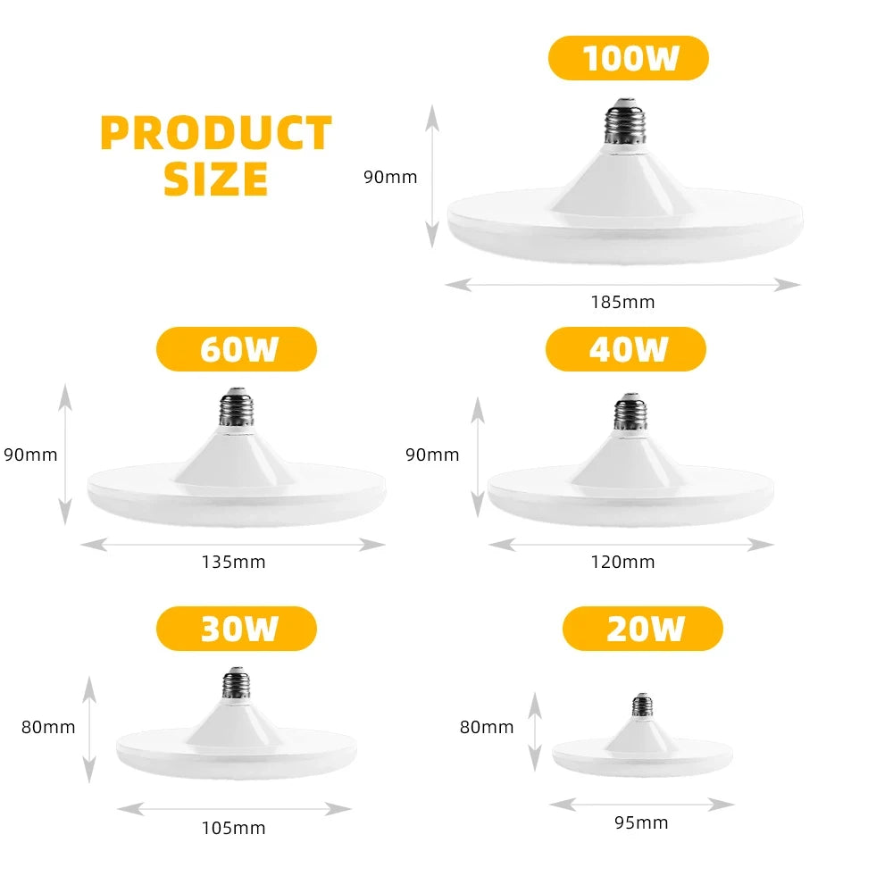 1PC 220V LED Bulb E27 Base Household Energy Saving Lamp 20W 30W 40W 60W 100W Indoor Lighting Flying Saucer Light Ampoule E27