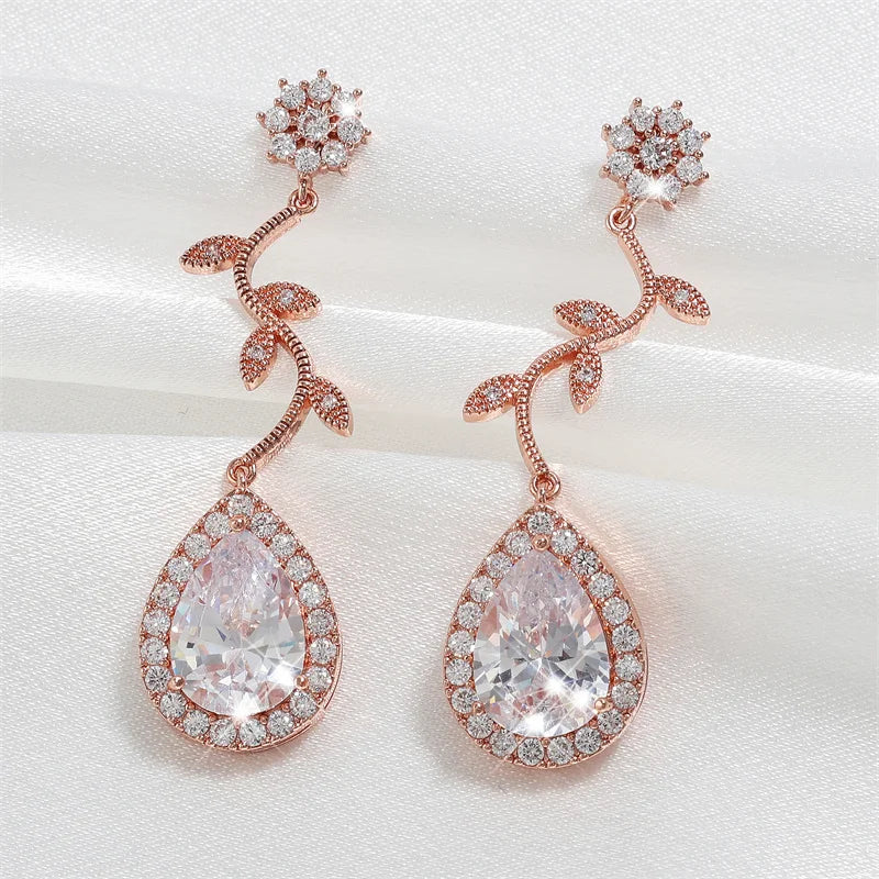 ZAKOL Stylish Geometric Drop Cubic Zirconia Earrings Women Elegant Bridal Wedding Party Jewelry Accessories Wholesale EP2242