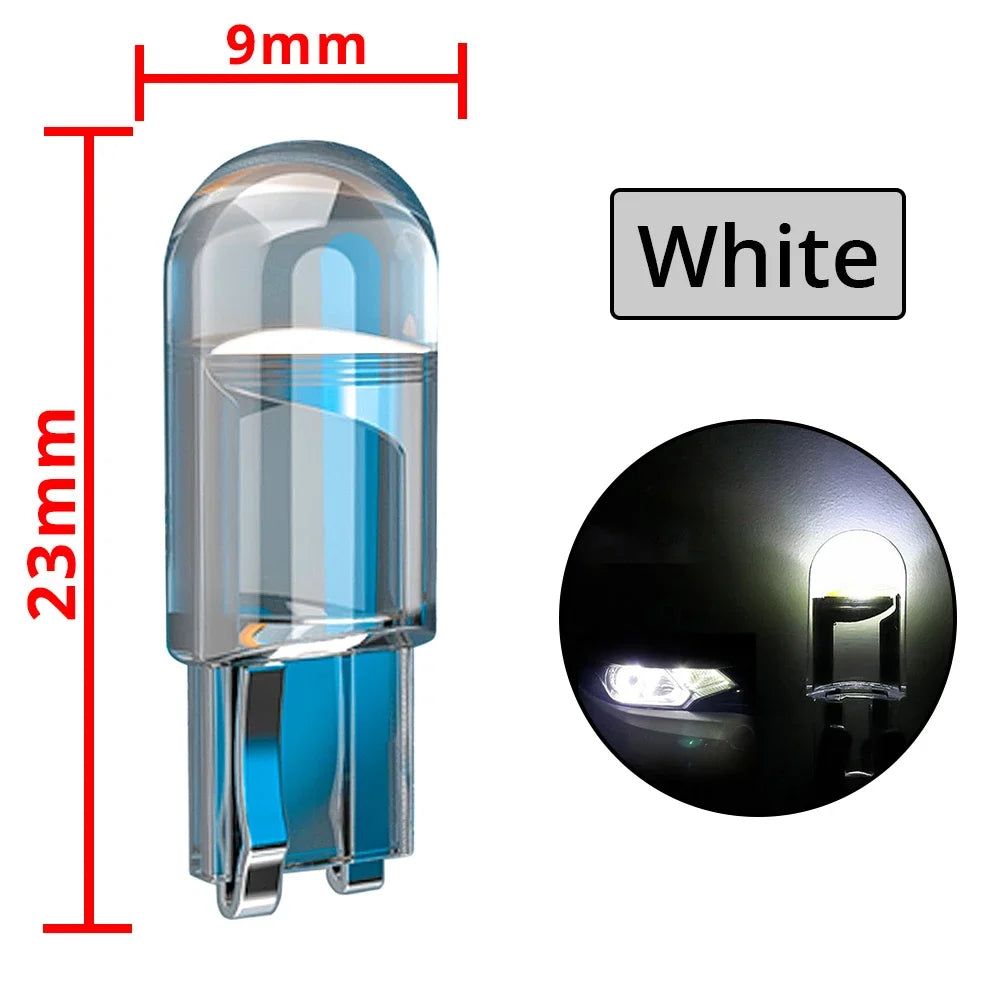 2/4 W5W 194 T10 Glass Housing Cob LED Home Bulb 6000K Wedge License Plate Lamp Dome Light White Diedo Auto Interior Read 12V DC