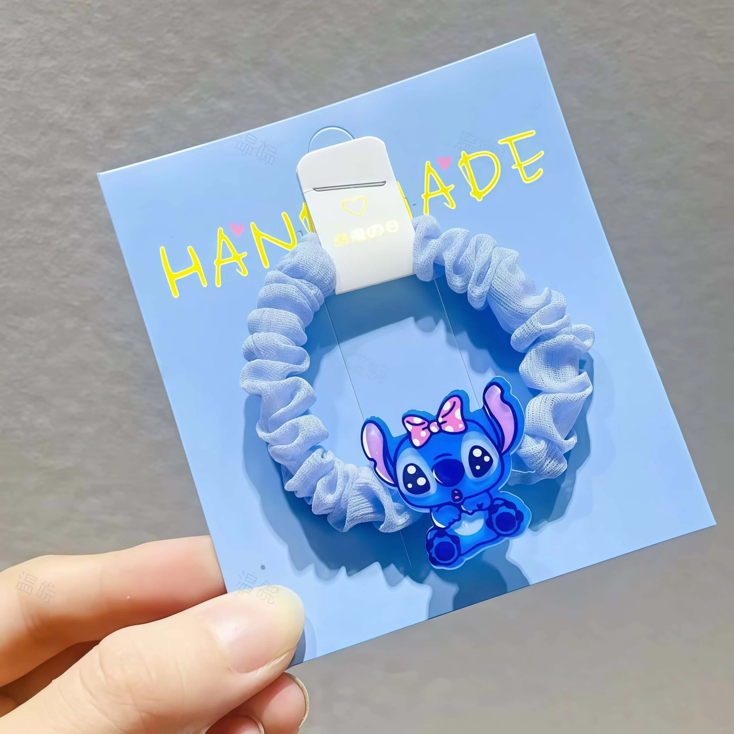 Kawaii Stitch Hair Scrunchies Set, Cute Blue Elastic Hair Bands for Daily Hairstyle & Decor