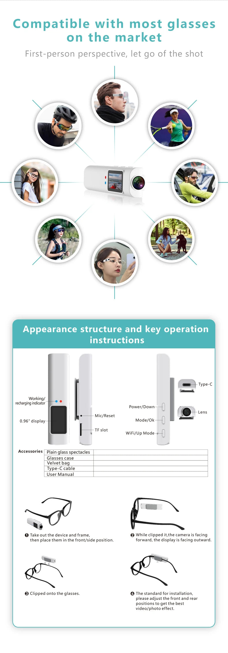 Xiaomi 4K Mini FPV Eyeglasses Video Shooting Micro-camera HD WiFi Intelligent Headset Glasses Video&Sound Recording WiFi APP