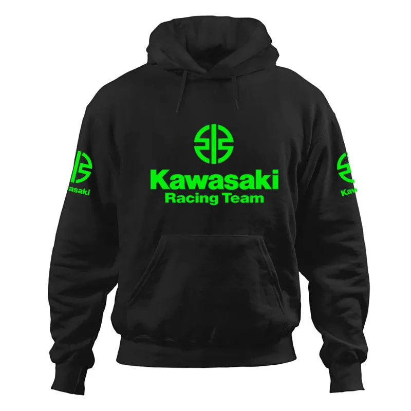 Kawasaki Motorcycle Logo 2025 Spring/Summer New Y2K Bug Fashion Trend Autumn/Winter Printed 100% Pure Cotton Casual Hoodie
