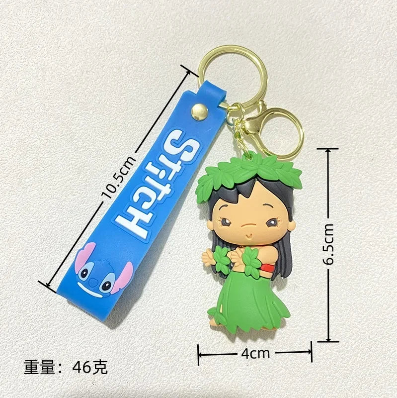 Cartoon Lilo & Stitch Keychains for Women Men Fans Cute Stitch Angel Lilo Keyrings Car Keys Holder Gifts for Friends