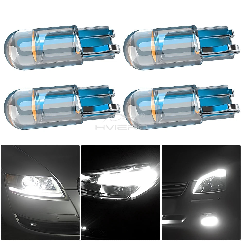 2/4 W5W 194 T10 Glass Housing Cob LED Home Bulb 6000K Wedge License Plate Lamp Dome Light White Diedo Auto Interior Read 12V DC