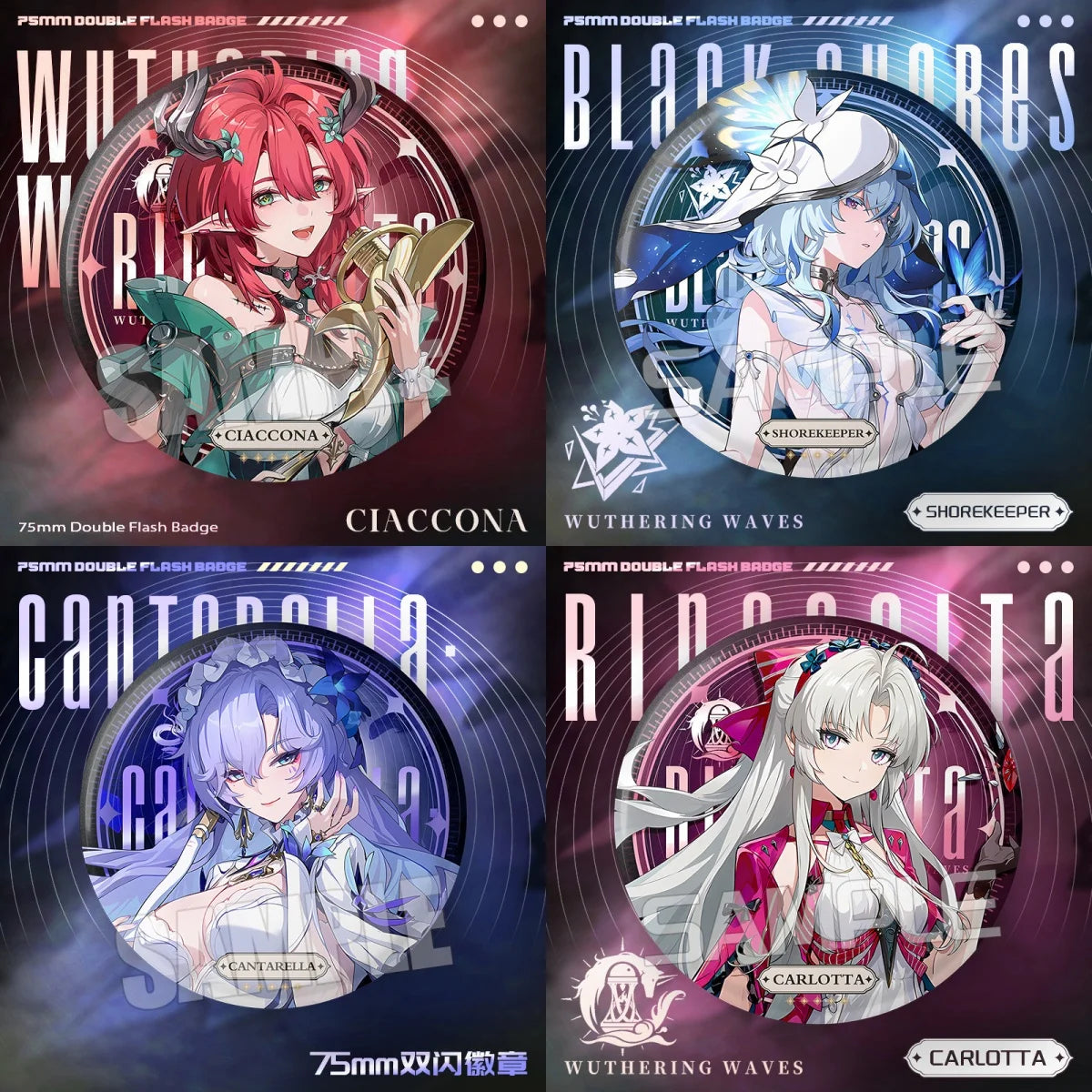 New Wuthering Waves 75MM Laser Brooch Chisa Mornye Lynae Lucilla Badge Pin Cartoon Anime Game Cosplay Jewelry Cute Gift