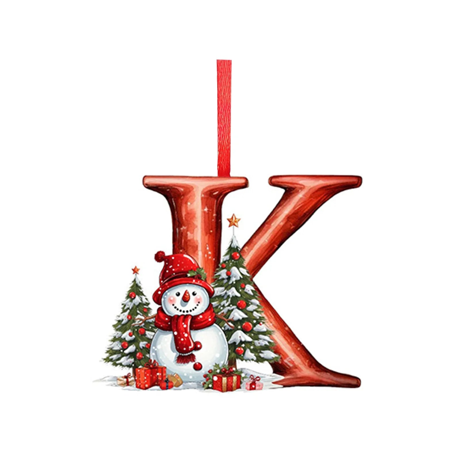New Christmas Tree Decoration 2D Letter Pendant Acrylic 26 Letter Pendant Hanging Christmas Tree Ornament Accessories navidad