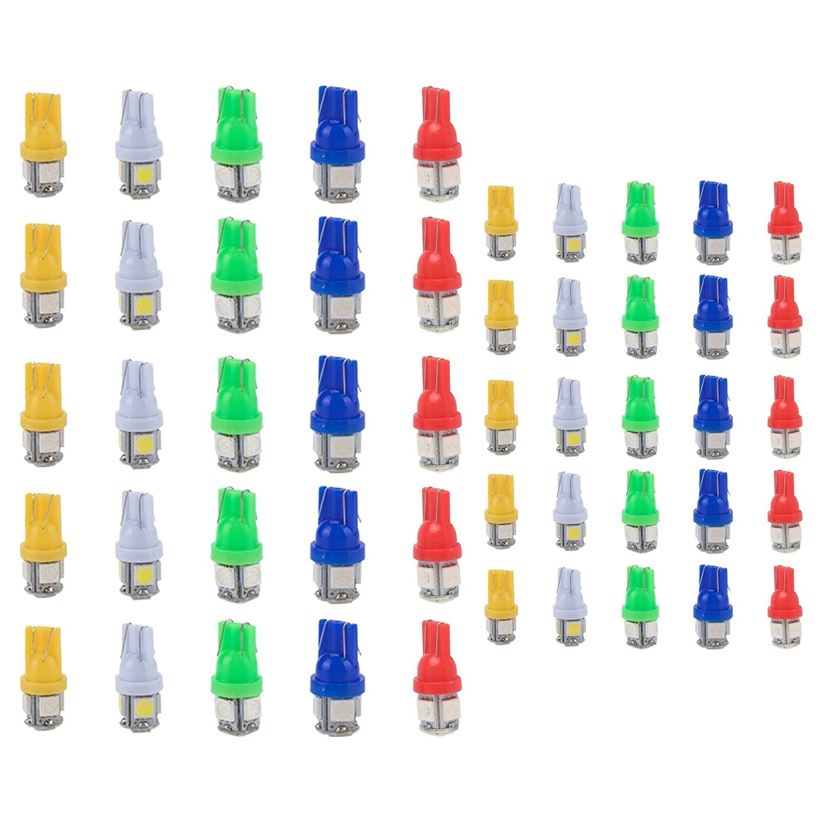 50pc/set Led W5W T10 Car Led Wedge Lamp T5 W3W Bulbs Lights Wedge Concierge Lights Map Lights 6500K 12V Auto Instrument Lamp