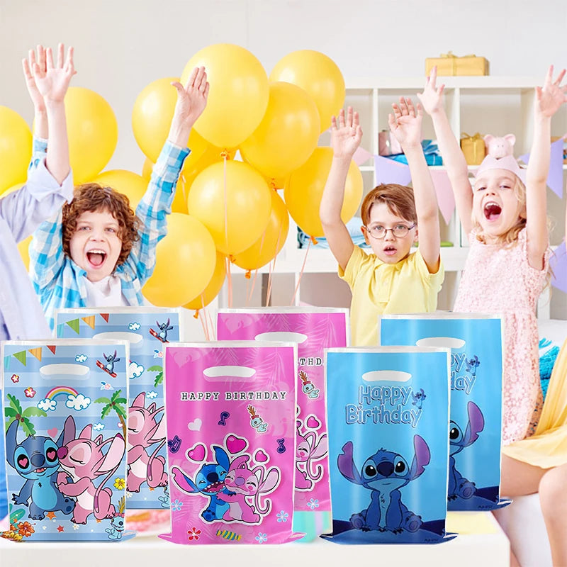 30pcs Blue Pink Stitch Party Gift Bags with Handles Lilo & Stitch Themed Party Favors Bags Baby Shower Kids Birthday Party Decor