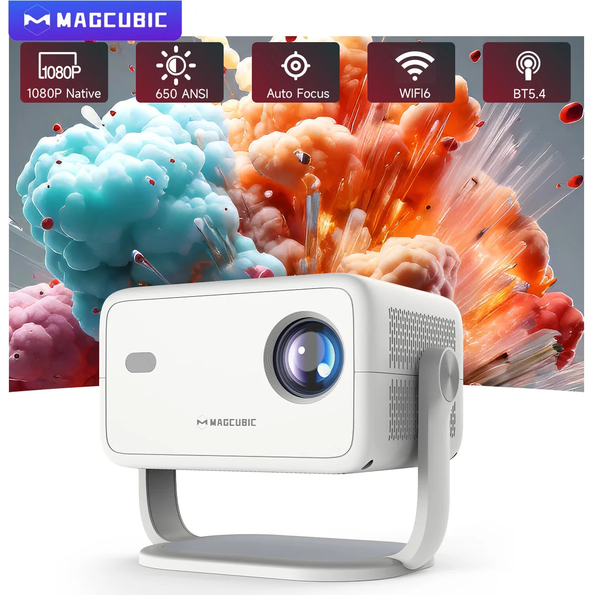 Magcubic Native 1080P 650ANSI 8K Android 14 L018 360° Projector With Auto Keystone Focus Air Mouse Wifi6 BT5.4 Portable Outdoor