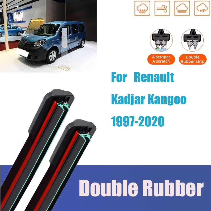 For Renault Kadjar Kangoo MK1 2 Koleos Front Windshield Wiper General Motors Multifunctional Double Rubber Strip Wiper Wholesale