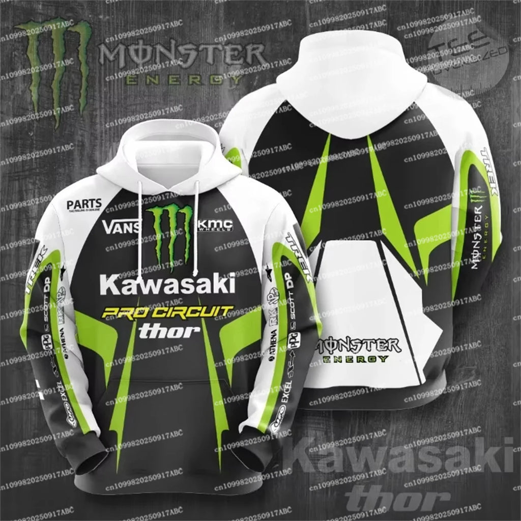 （Kawasaki ）Men Hoodie Kawasaki Hoodie Sportswear High Quality Men's Skeleton  Hoodie Street Motorcycle Uniform Adult Hoodie