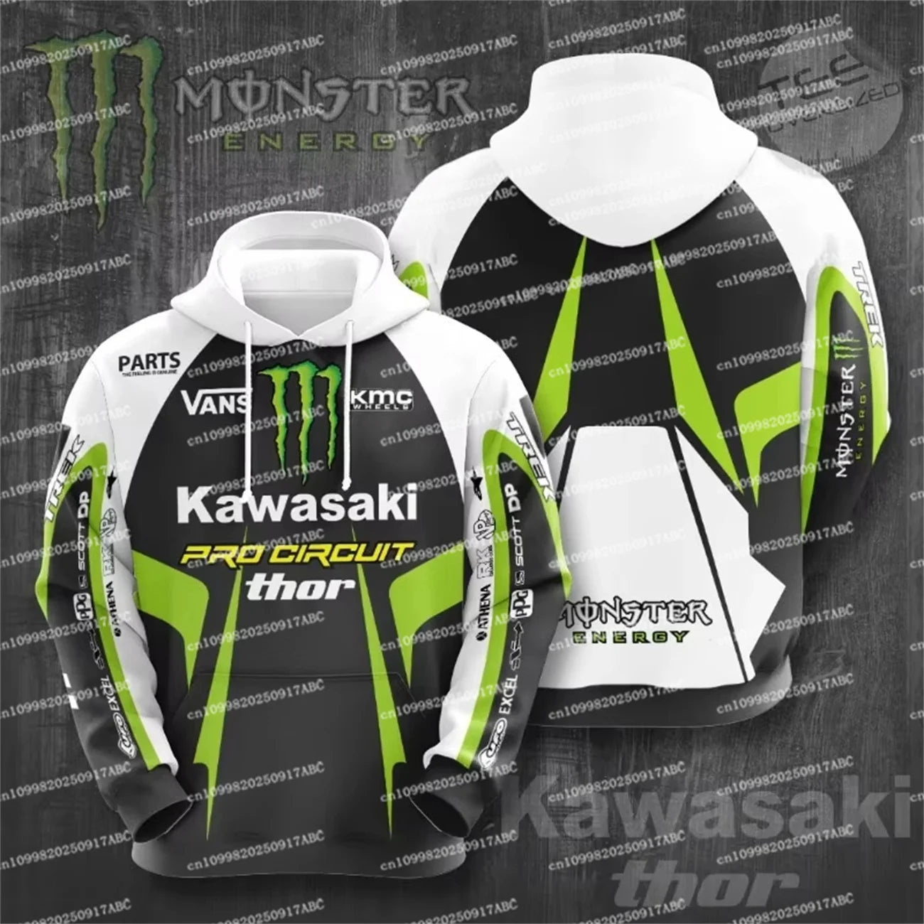 （Kawasaki ）Men Hoodie Kawasaki Hoodie Sportswear High Quality Men's Skeleton  Hoodie Street Motorcycle Uniform Adult Hoodie
