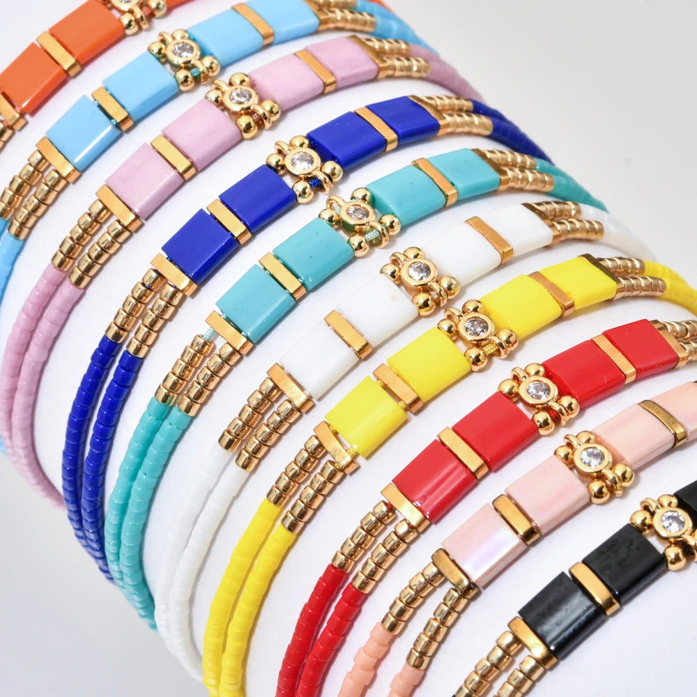 ZMZY New Miyuki Beads Design Bohemian Tila Beads Bracelet Handmade White Beads Woven Adjustable Hot Jewelry Gifts For Friend