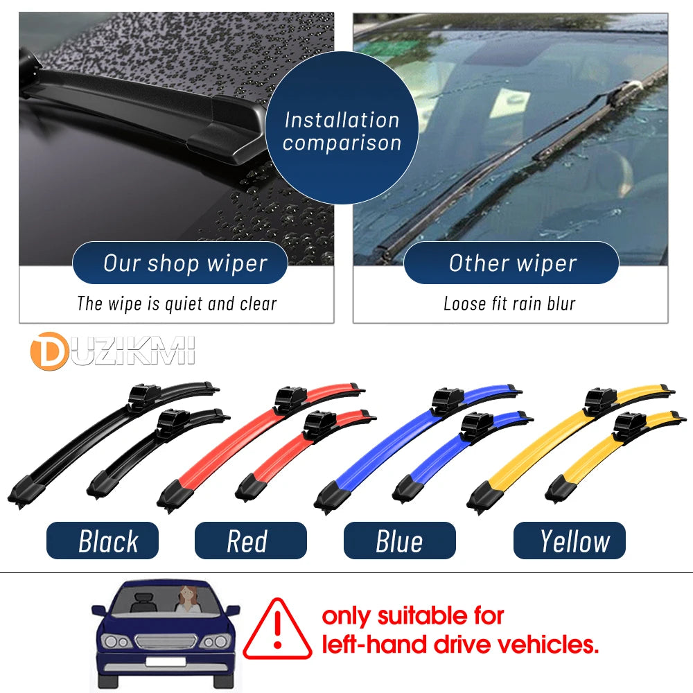 For Kia Carnival 1998-2023 2013 2014 2015 2016 2017 2018 2019 2020 2021 2pcs Front Windshield Windscreen Wiper Blades Red Blue