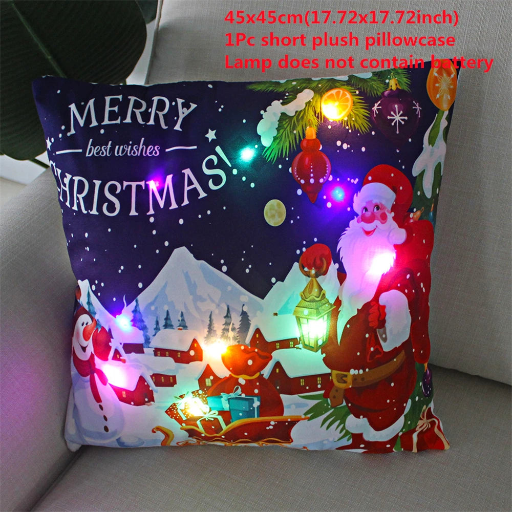Decoración navideña Funda de almohada LED en conserva Navidad Regalo de Año Nuevo 45x45cm