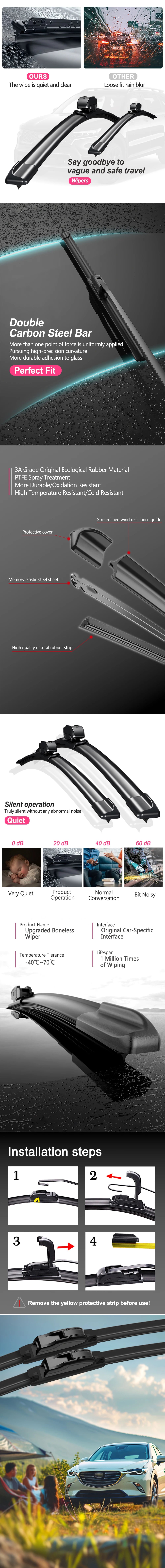 KCIMO 2PCS New Wiper Blades for Suzuki Every DA17V/DA17W 2015-2025 Mazda Scrum Mitsubishi Minicab Mitsubishi Town Box Nissan