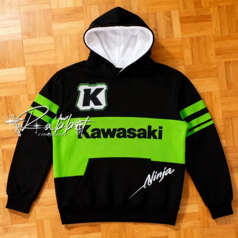2025/26 Autumn/Winter New Kawasaki Racing Team Autumn/WinterExplosiveFashion Street Hoodie Men'sCasual SportsCycling Warm Hoodie