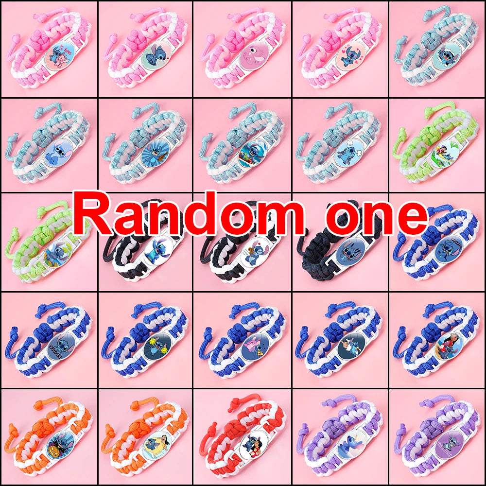 Kawaii Stitch Handwoven Bracelets Lilo Stitch Cartoon Anime Women Jewelry Decoration Woven Bracelet Party Birthday Gifts Girls