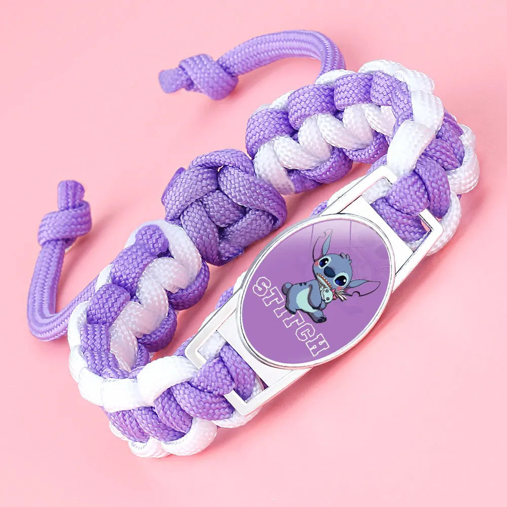 Kawaii Stitch Handwoven Bracelets Lilo Stitch Cartoon Anime Women Jewelry Decoration Woven Bracelet Party Birthday Gifts Girls