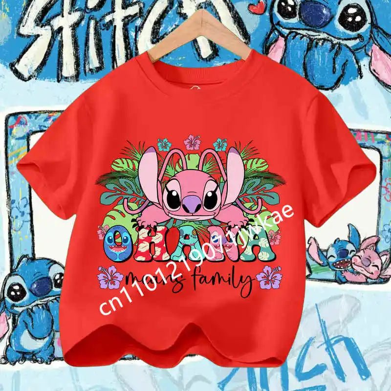 Kawaii Lilo & Stitch Tshirt for Kids Anime Summer Fashion Multiple Children's Cartoon Boy Girls T-shirts Unisex Short Sleeve