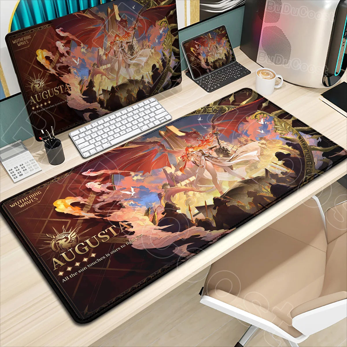 Wuthering Waves Character Illustration Mouse Pad Changli Carlotta Augusta Luno Mousepad Gaming Large Computer Non-slip Desk Mats