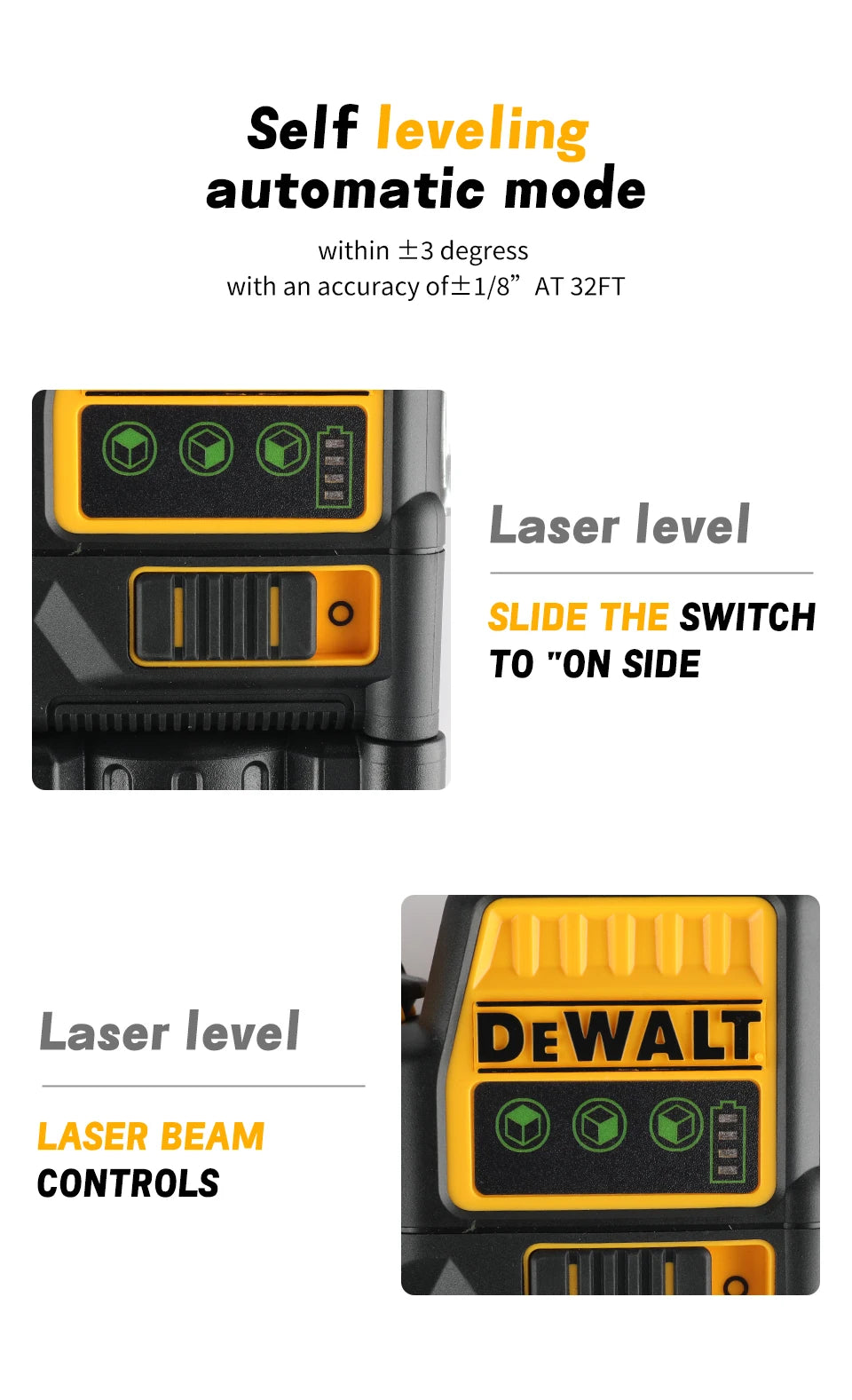 "2025 Nouveau!" DEWALT DW089LG 12 V laser horizontal 12 lignes 3 faces * 360 degrés lumière verte auto-nivelant outil de ligne t