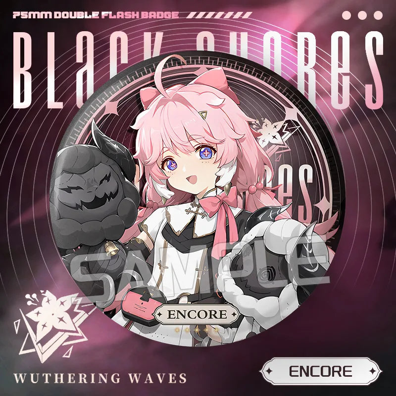 New Wuthering Waves 75MM Laser Brooch Chisa Mornye Lynae Lucilla Badge Pin Cartoon Anime Game Cosplay Jewelry Cute Gift