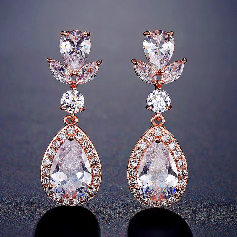 ZAKOL Stylish Geometric Drop Cubic Zirconia Earrings Women Elegant Bridal Wedding Party Jewelry Accessories Wholesale EP2242