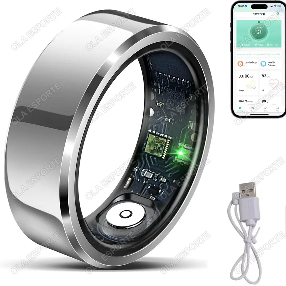 2025 Smart Ring Blood Pressure Heart Rate Sleep Monitoring Smartring IP68 & 5ATM Waterproof Multi-sport Mode Smartring Man Women