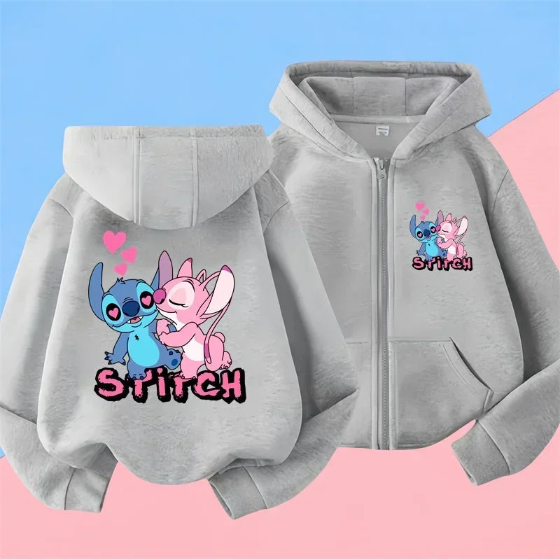 Kawaii Stitch Hoodie Children Cartoon Clothes Kid Girl Boy Lilo and Stitch Zipper Sweatshirt Manga Hoody Baby Casual Top