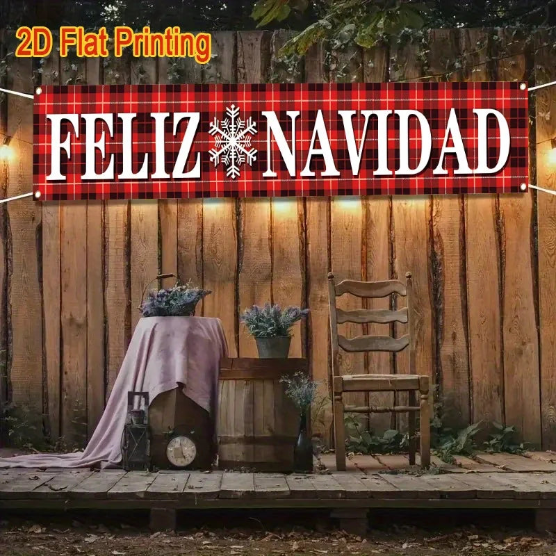 1 Feliz Navidad Christmas banner - Spanish "Merry Christmas" decoration, suitable for holiday party decorations