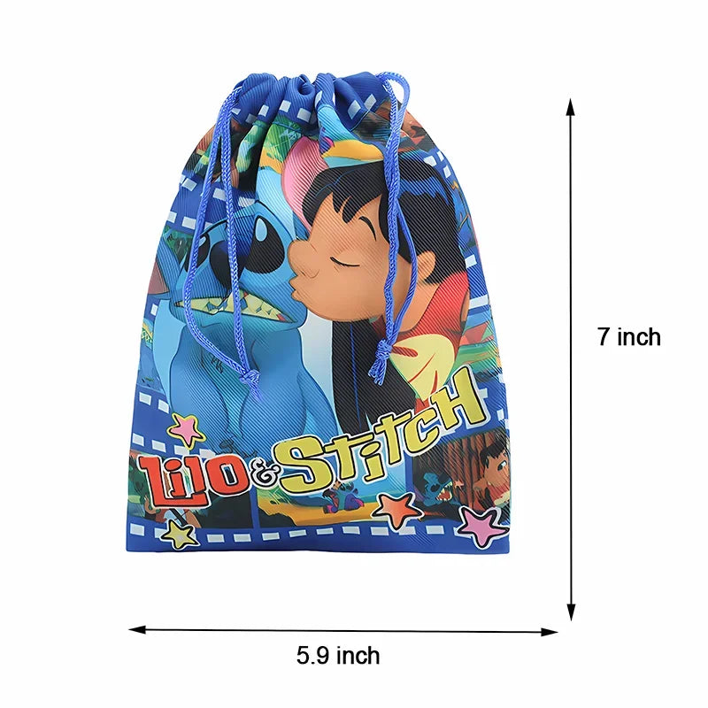New Anime Stitch Bundle Pocket Kawaii Lilo & Stitch Storage Bag Cartoon Non Woven Drawstring Bag Children Party Gifts