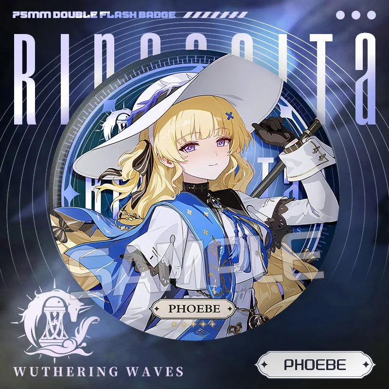 New Wuthering Waves 75MM Laser Brooch Chisa Mornye Lynae Lucilla Badge Pin Cartoon Anime Game Cosplay Jewelry Cute Gift