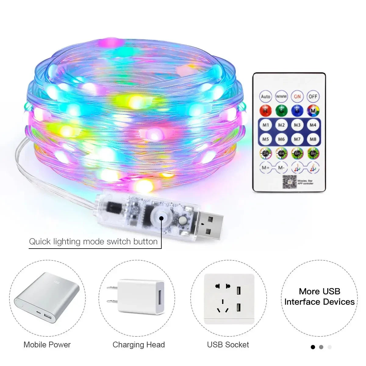 Dreamcolor RGBIC USB Sting Light Bluetooth APP DIY LED Fairy Lights Garland Decoration for Christmas Tree Wedding Birthday Party