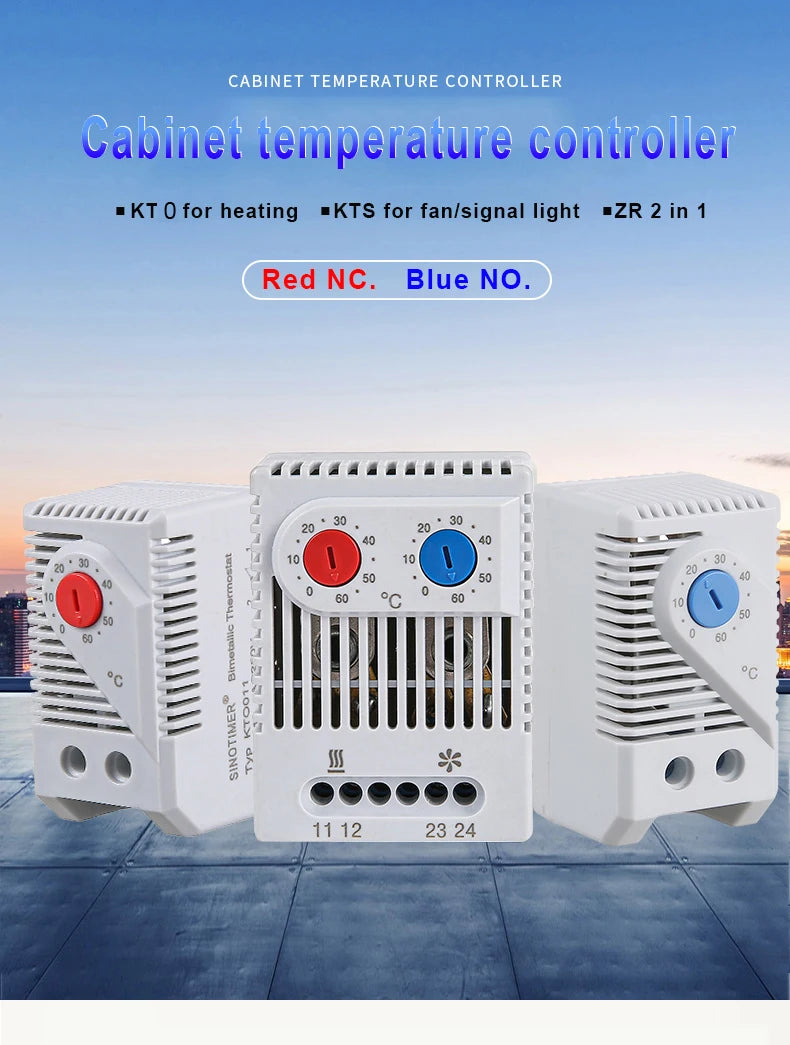 0-60'C KT0011 KTS011 DIN Rail Mini Compact Bimetallic Thermostat Mechanical Temperature Controller Normal Open Close
