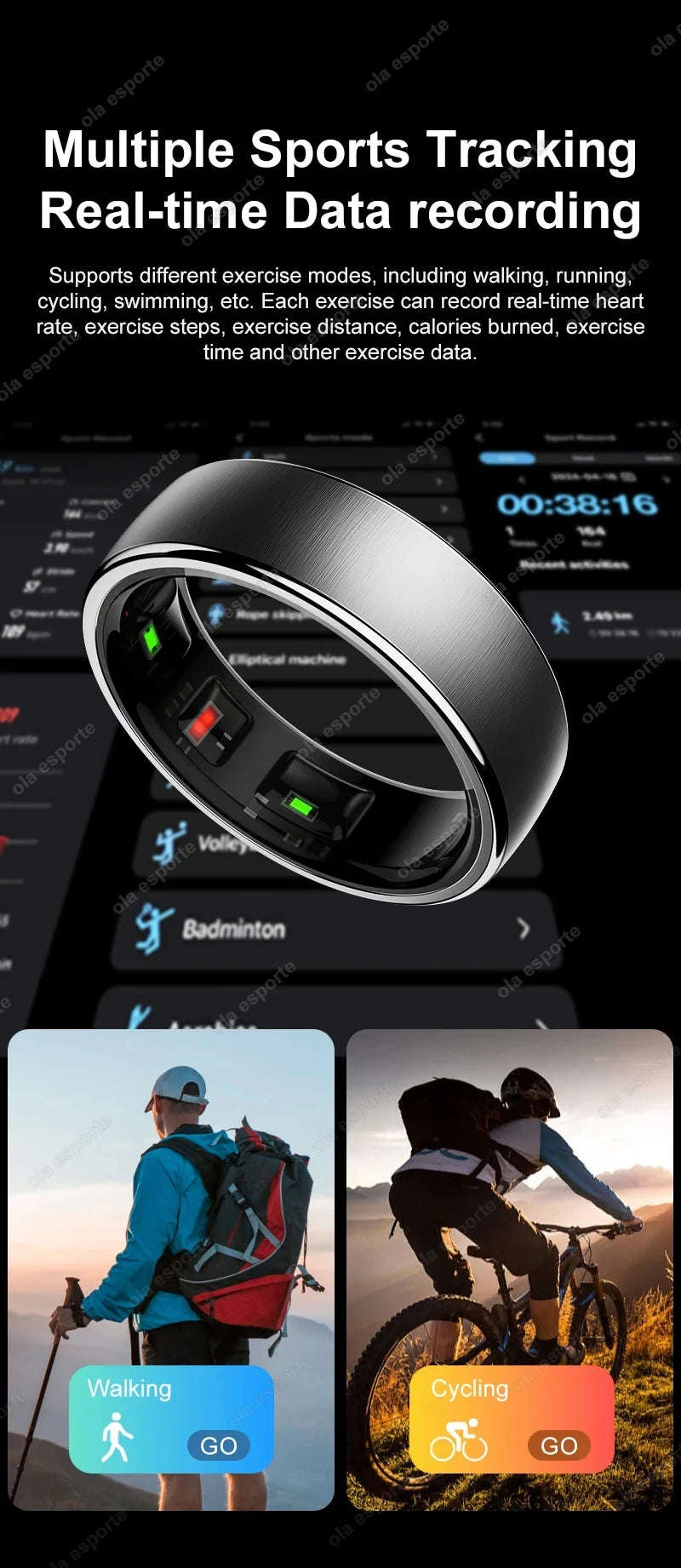 2025 New in Smart Ring For Men Women Ring Bluetooth Health Monitor Smartring IP68&5ATM Waterproof Multi-sport Modes Smartring