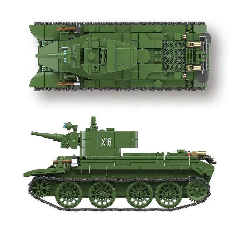 Ww2 German Light Tank PZ.KPFW.38(T)A Military Series WW2 Tank Building Blocks  Bricks Model Set Toys for Kids Gifts