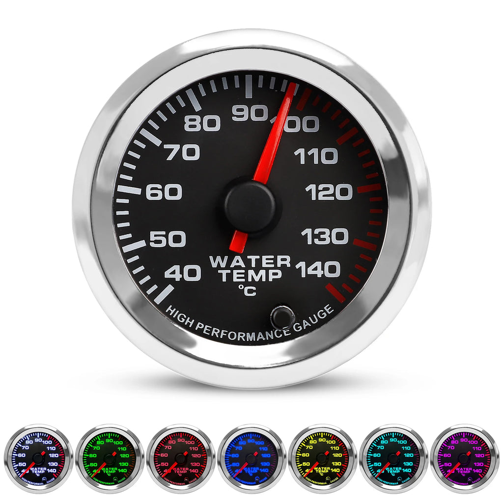 2'' 52mm 40-140 Degrees celsius 12V Water Temp Gauge Celsius 7 Colors Pointer Water temperature meter With Stepper Motor