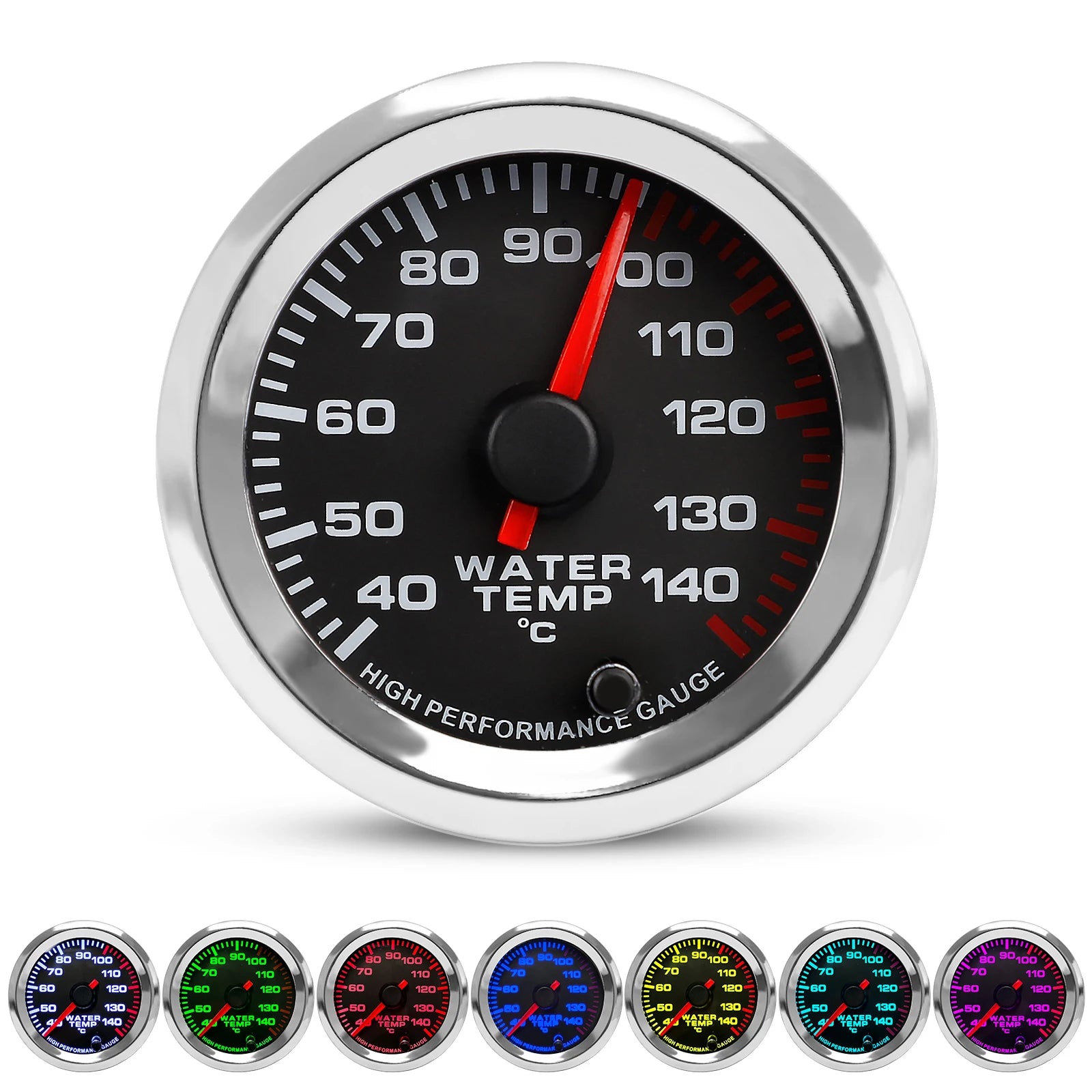 2'' 52mm 40-140 Degrees celsius 12V Water Temp Gauge Celsius 7 Colors Pointer Water temperature meter With Stepper Motor