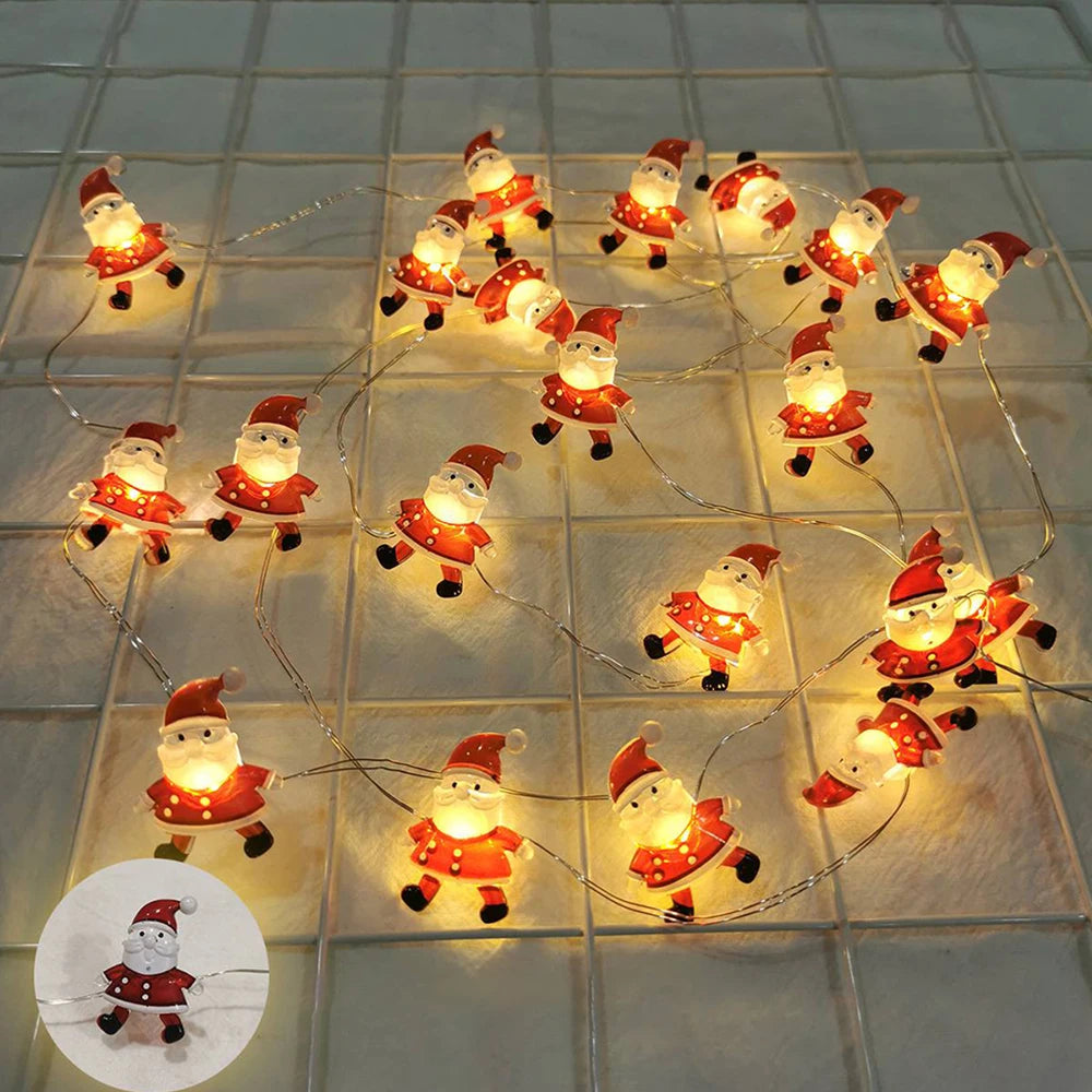 Runtowo Santa Claus Snowman LED Light String Christmas Decoration For Home Xmas Tree Ornament 2025 Navidad Gift 2026 New Year