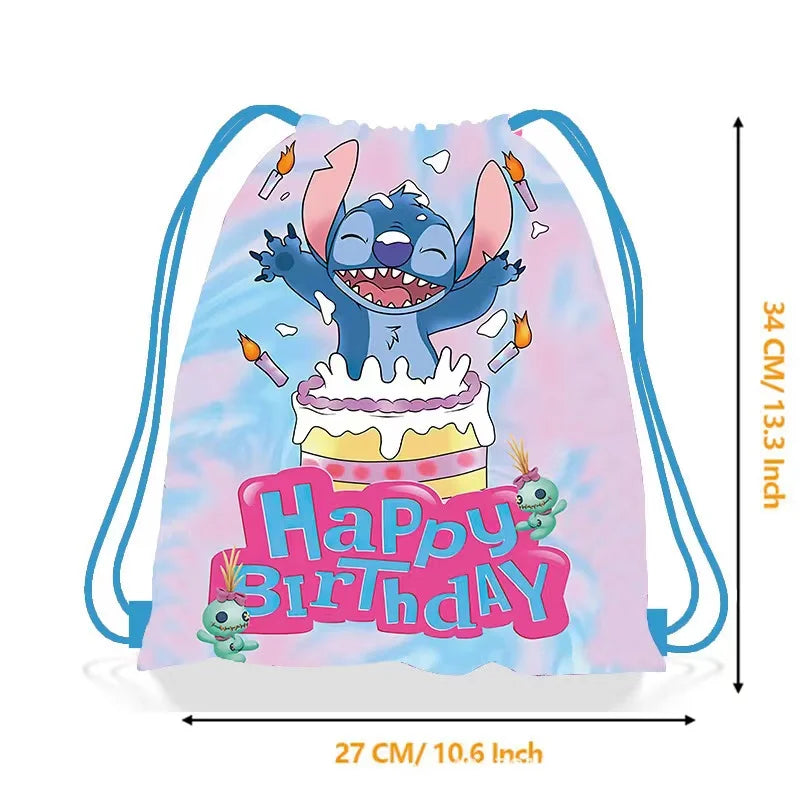 6/24pcs Lilo & Stitch Storage Bag Nonwoven Pink Angel Stitch Drawstring Bags Party Decor Kids Birthday Christmas Gift