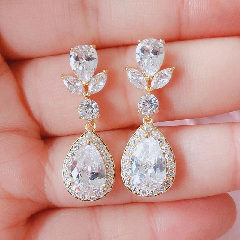 ZAKOL Stylish Geometric Drop Cubic Zirconia Earrings Women Elegant Bridal Wedding Party Jewelry Accessories Wholesale EP2242
