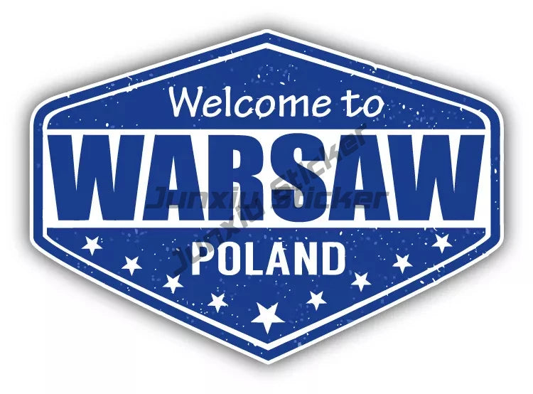 Warsaw Poland Eagle Coat of Arms Heraldic Flag Travel Stamp Sticker European Union Polska Vinyl Decal Waterproofing Anti Scratch
